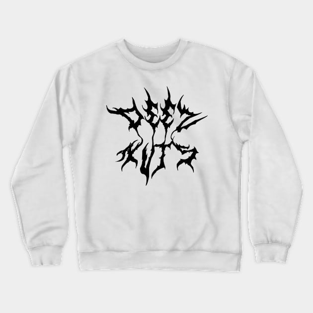 DEEZ NUTS Heavy Metal Band Parody (Black) Crewneck Sweatshirt by UncouthDesigns